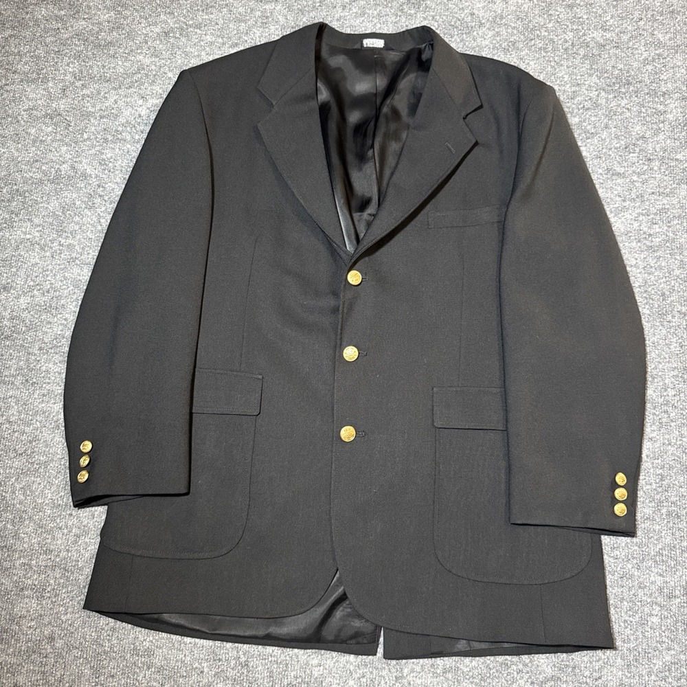 Vintag‎ ORVIS Blazer Black Jacket Gold Buttons Made In USA Men Size 44L